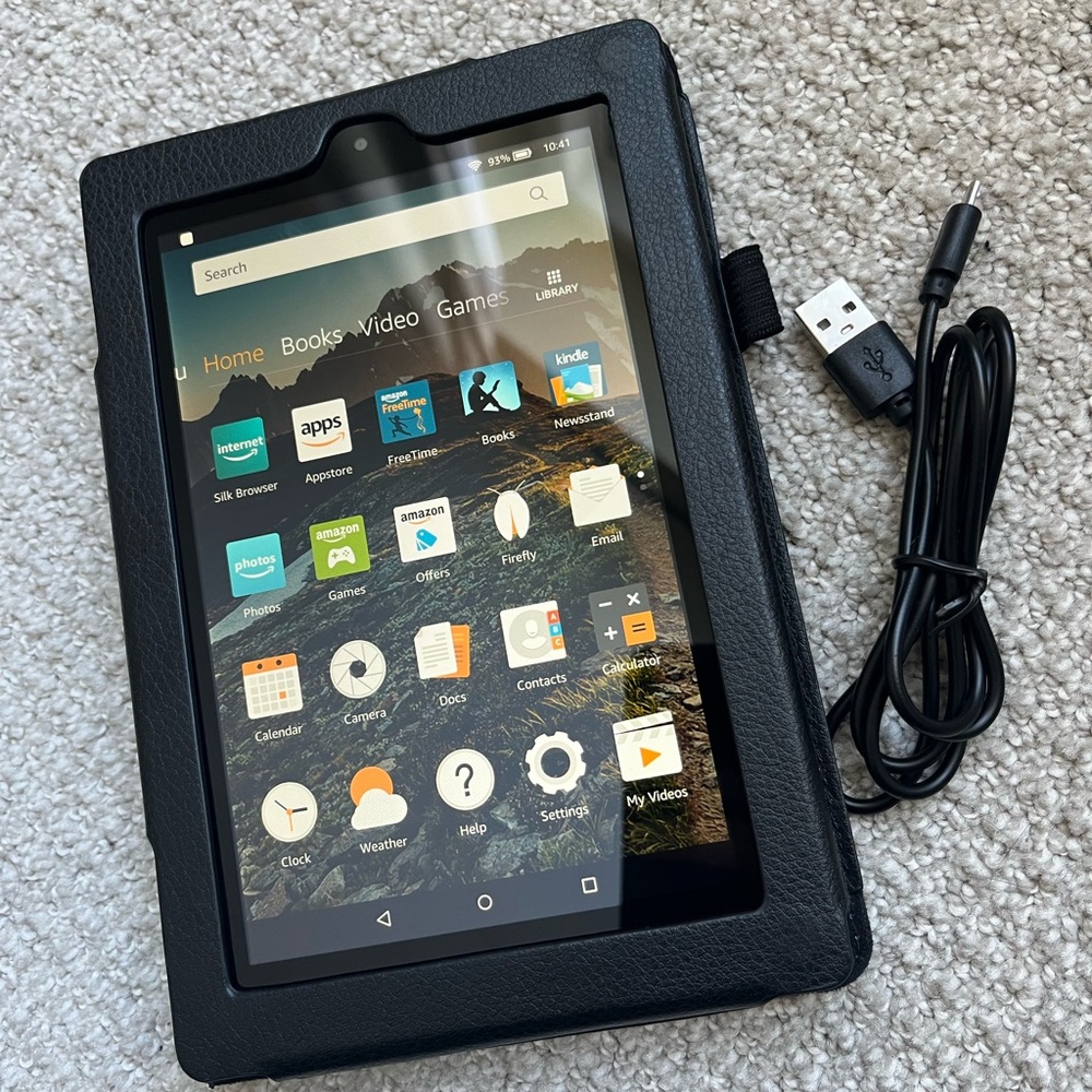 Amazon Fire Tablet with Case and Charging Cord